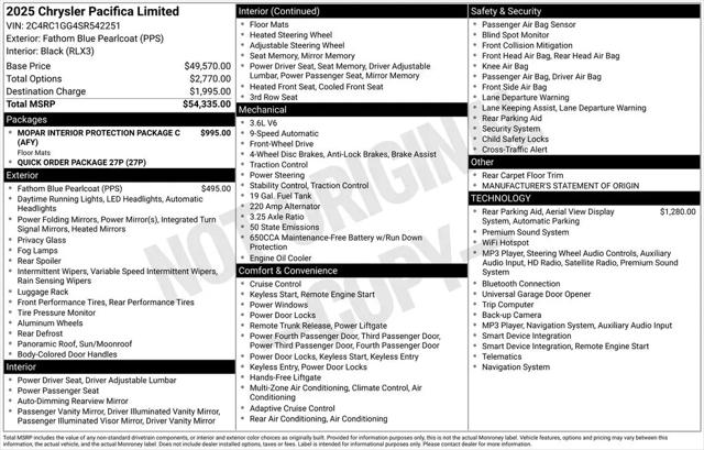 2025 Chrysler Pacifica Limited