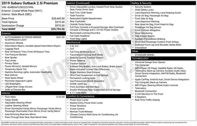 2019 Subaru Outback 2.5i Premium