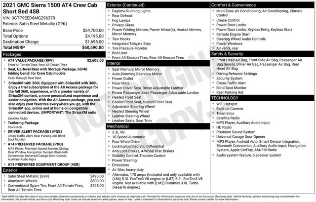 Used 2021 GMC Sierra 1500 4WD Crew Cab Short Box AT4 For Sale in Muscle Shoals, AL