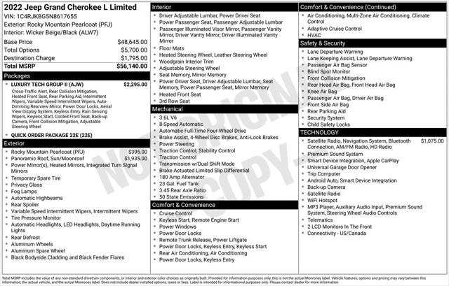 2022 Jeep Grand Cherokee L Limited 4x4 2022 Jeep Grand Cherokee L Limited 4x4