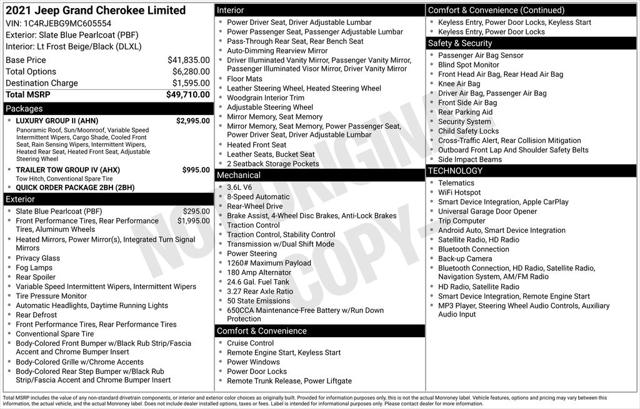 Used 2021 Jeep Grand Cherokee Limited 4x2 For Sale in Muscle Shoals, AL