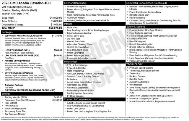 2026 GMC Acadia Elevation FWD