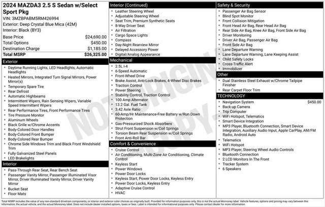 2024 Mazda Mazda3 2.5 S Select Sport for sale in Gadsden, AL