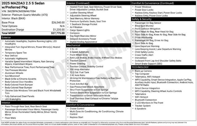 2025 Mazda Mazda3 2.5 S Preferred