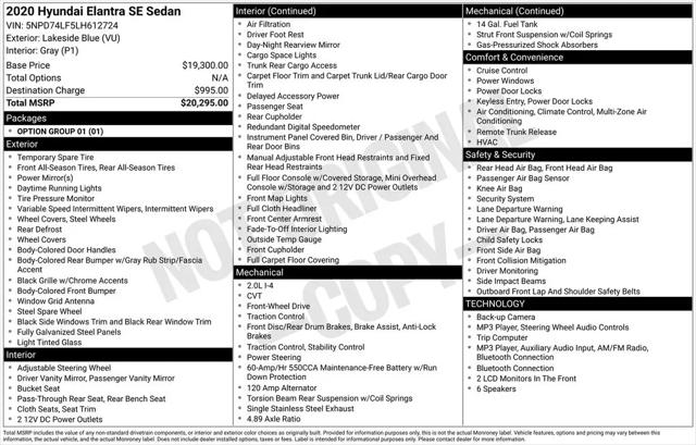 2020 Hyundai Elantra SE for sale in Clinton Township, MI