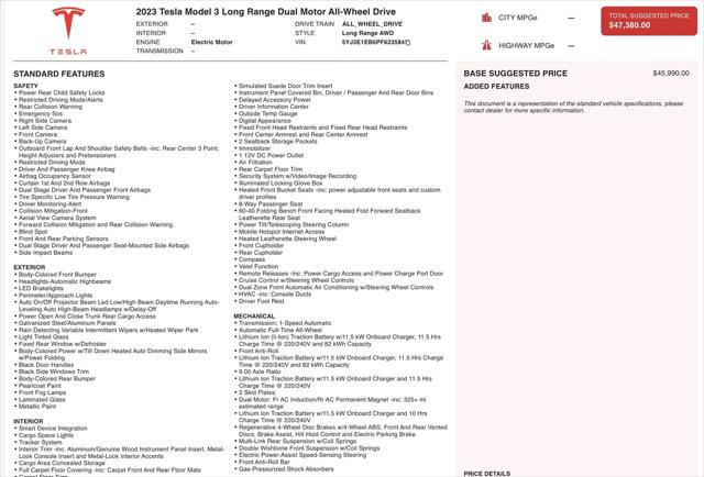 2023 Tesla Model 3 Long Range Dual Motor All-Wheel Drive