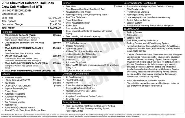 2023 Chevrolet Colorado 4WD Crew Cab Short Box Trail Boss 2023 Chevrolet Colorado 4WD Crew Cab Short Box Trail Boss