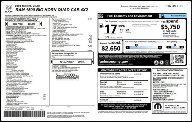 2021 Ram 1500 Big Horn Quad Cab 4x2 64 Box