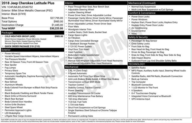 2018 Jeep Cherokee Latitude Plus 4x4 2018 Jeep Cherokee Latitude Plus 4x4