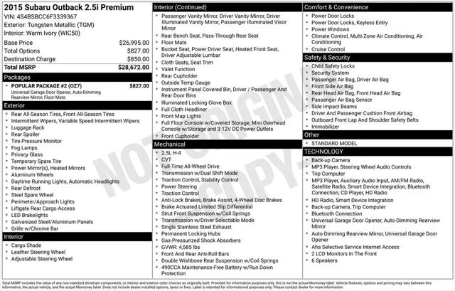 2015 Subaru Outback 2.5i Premium