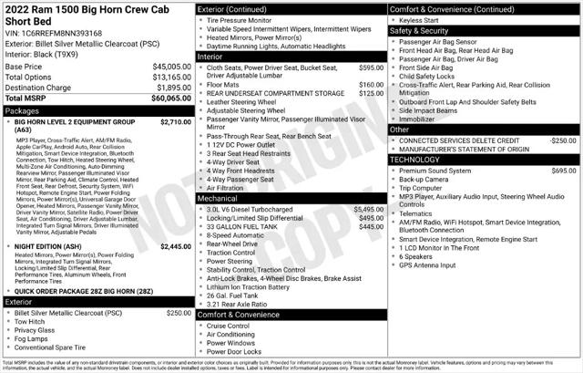 2022 Ram 1500 Big Horn Crew Cab 4x2 57 Box