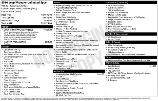 2016 Jeep Wrangler Unlimited Sport 2016 Jeep Wrangler Unlimited Sport