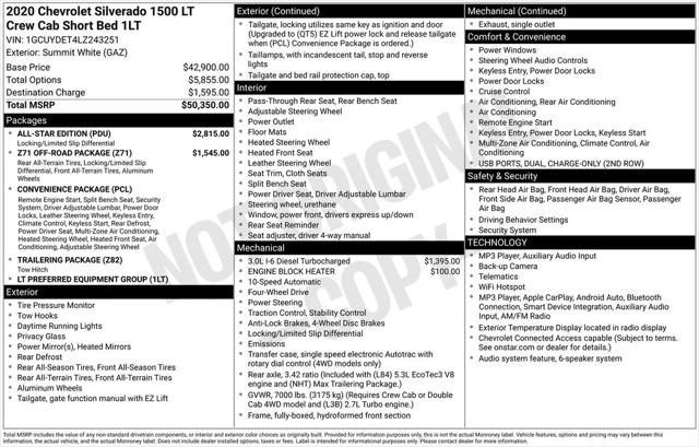 2020 Chevrolet Silverado 1500 4WD Crew Cab Short Bed LT