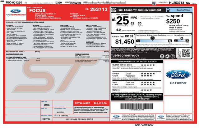 2017 Ford Focus ST for sale near Freemont, OH