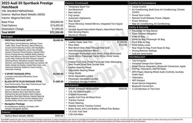 2023 Audi S5 Sportback Prestige TFSI quattro Tiptronic for sale in Huntsville, AL