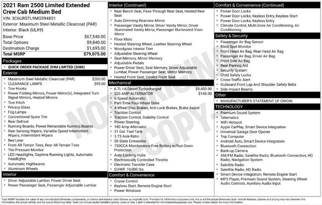 2021 Jeep Ram 2500 Limited Mega Cab 4x4 64 Box