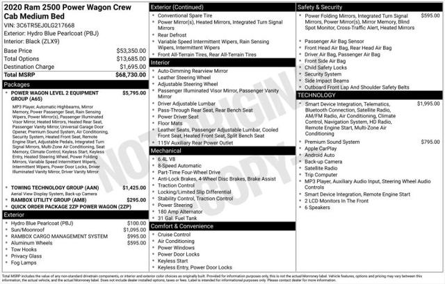 2020 Jeep Ram 2500 Power Wagon Crew Cab 4x4 6'4" Box for sale in Huntsville, AL