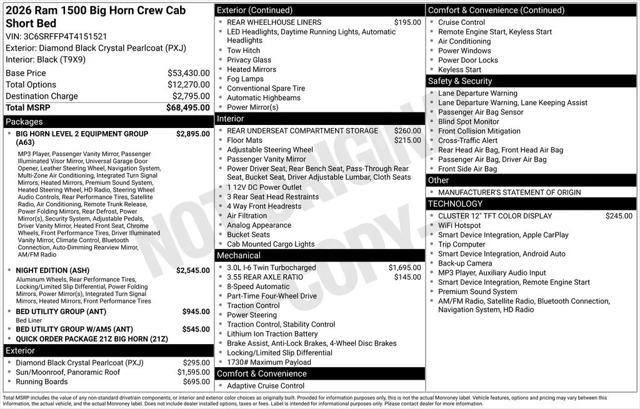 2026 RAM 1500 Big Horn Crew Cab 4x4 57 Box