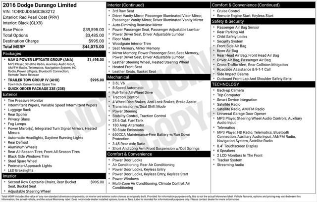 2016 Dodge Durango Limited for sale in anesville, WI
