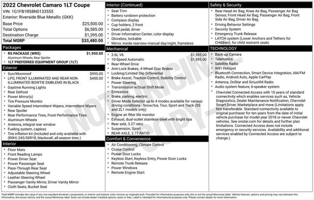 2022 Chevrolet Camaro RWD Coupe 1LT for sale in Clinton Township, MI