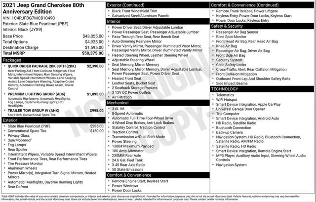 2021 Jeep Grand Cherokee 80th Anniversary 4x4 for sale in Chesterton, IN