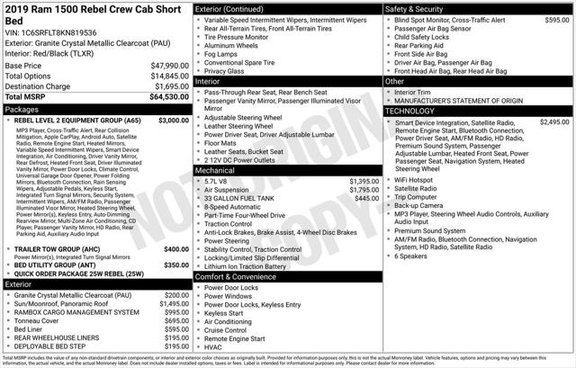 2019 Ram 1500 Rebel Crew Cab 4x4 57 Box