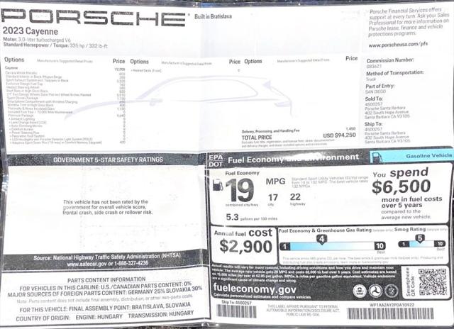 2023 Porsche Cayenne Platinum Edition