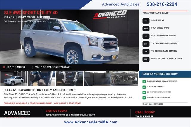 2017 GMC Yukon SLE for sale in North Attleborough, MA