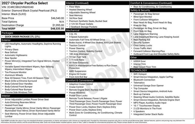 2027 Chrysler Pacifica Select for sale in Kenosha, WI