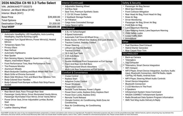 2026 Mazda CX-90 3.3 Turbo Select 2026 Mazda CX-90 3.3 Turbo Select