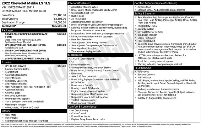 2022 Chevrolet Malibu FWD LS 2022 Chevrolet Malibu FWD LS