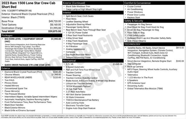 2023 Ram 1500 Lone Star Crew Cab 4x4 57 Box