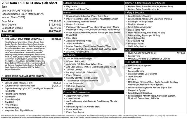 2026 RAM Ram 1500 RAM 1500 RHO CREW CAB 4X4 57 BOX