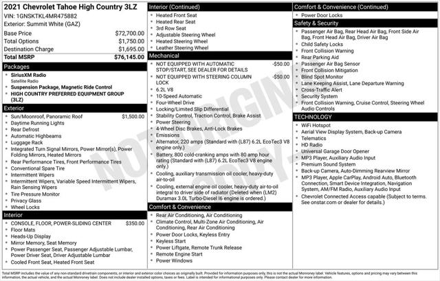 Used 2021 Chevrolet Tahoe 4WD High Country For Sale in Muscle Shoals, AL