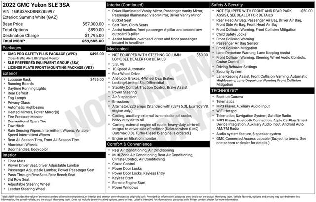 2022 GMC Yukon 4WD SLE 2022 GMC Yukon 4WD SLE