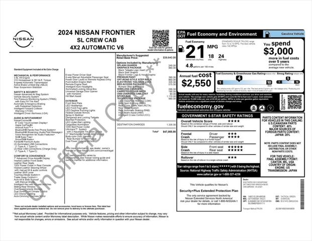 2024 Nissan Frontier Crew Cab SL 4x2 2024 Nissan Frontier Crew Cab SL 4x2