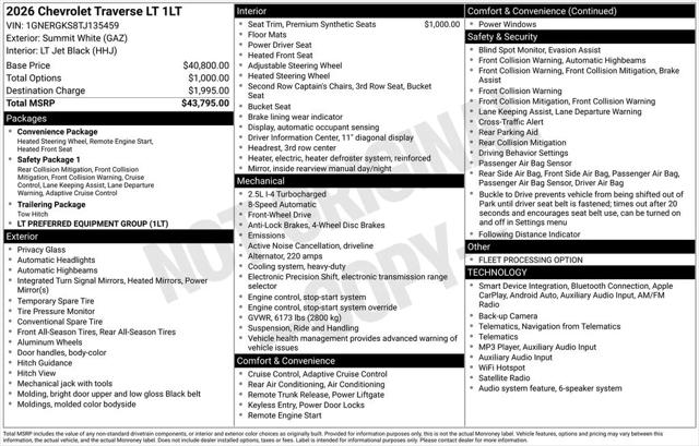 2026 Chevrolet Traverse FWD LT