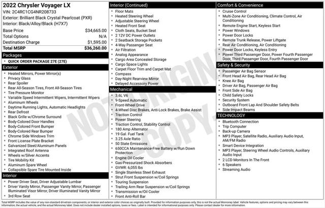 2022 Chrysler Voyager LX 2022 Chrysler Voyager LX