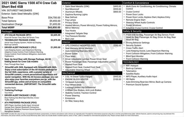 Used 2021 GMC Sierra 1500 4WD Crew Cab Short Box AT4 For Sale in Muscle Shoals, AL