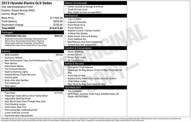Used 2013 Hyundai Elantra GLS For Sale in Muscle Shoals, AL