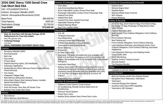 Used 2026 GMC Sierra 1500 Crew Cab  Short Bed  Denali  4WD For Sale in Muscle Shoals, AL