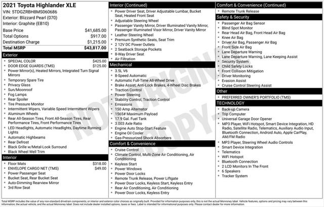 2021 Toyota Highlander XLE 2021 Toyota Highlander XLE