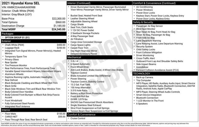 2021 Hyundai Kona SEL 2021 Hyundai Kona SEL