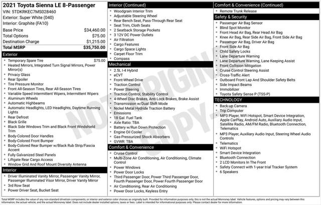 2021 Toyota Sienna LE