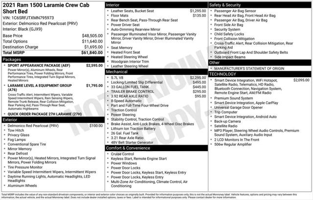 2021 Ram 1500 Laramie Crew Cab 4x4 57 Box