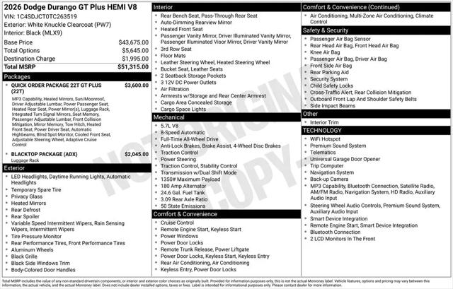 2026 Dodge Durango GT Plus AWD HEMI V8