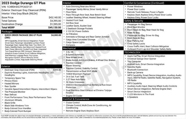 2023 Dodge Durango GT Plus RWD