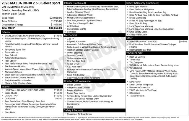 2026 Mazda CX-30 2.5 S Select Sport