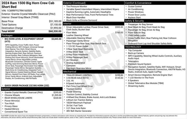 2024 Ram 1500 Big Horn Crew Cab 4x4 57 Box