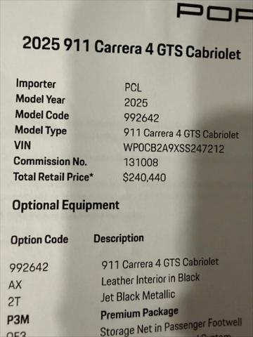 2025 Porsche 911 Carrera 4 GTS Cabriolet